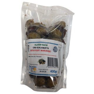 Thraki Oliven gemischt Kalamata und Grüne 400gr (12)
