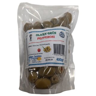 Thraki Oliven Grün mit Peperoni 400gr (6)